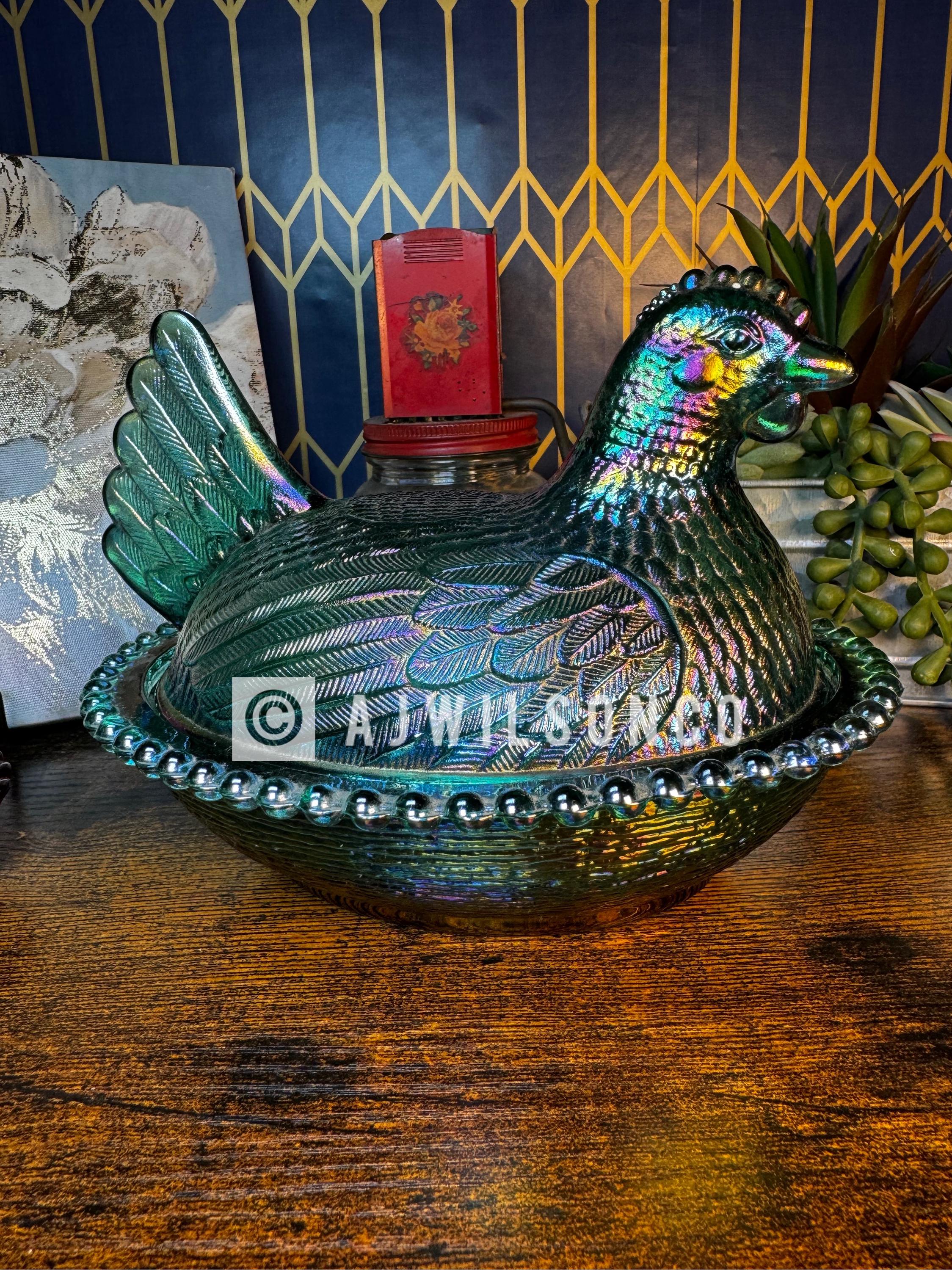 MCM Rare Vintage Indiana Glass Company Evergreen Teal Green