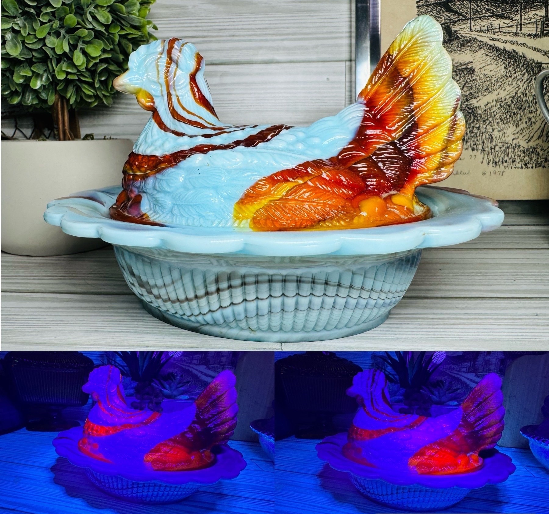 MCM Super RARE Vintage 1970's Mosser Glass Fantasia Slag