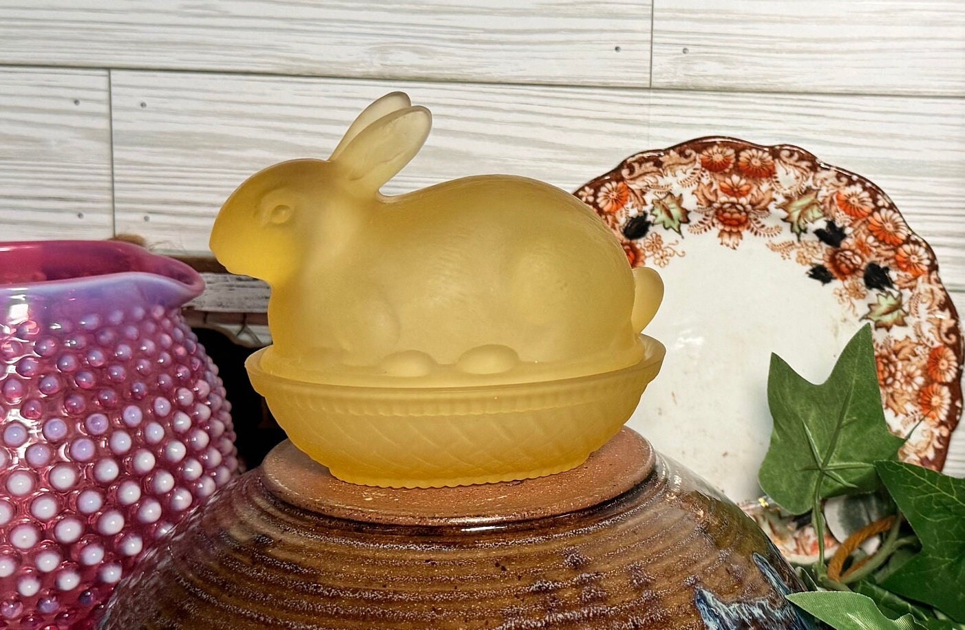 MCM Vintage Imperial Glass Company Frosted Satin Yellow MCM Vintage Imperial Glass Company Frosted Satin Yellow