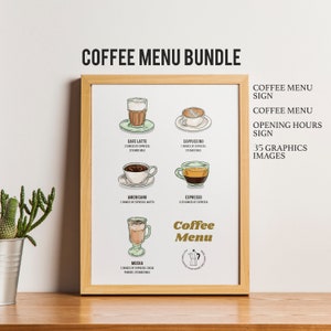 Pacote de modelo de sinal de menu de café, menu de café café, lista de preços de menu de café simples, placa de menu cafeteria, menu de noiva de café, sinal de boas-vindas