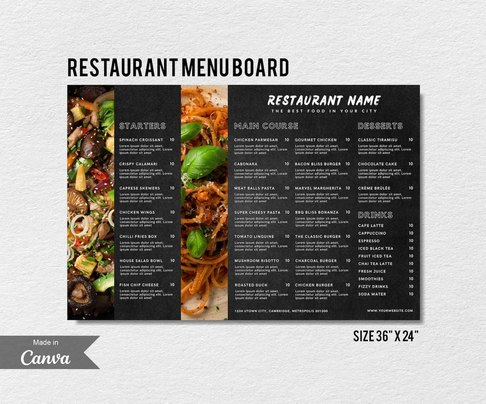 Modern Restaurant Menu Board Template Bundle Editable Menu Template Modern Restaurant Menu Board Template Bundle Editable Menu Template