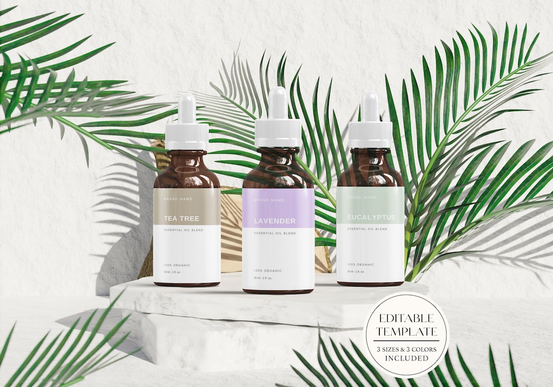 Dropper Bottle Label Template, Modern Editable Essential Oil Label ...
