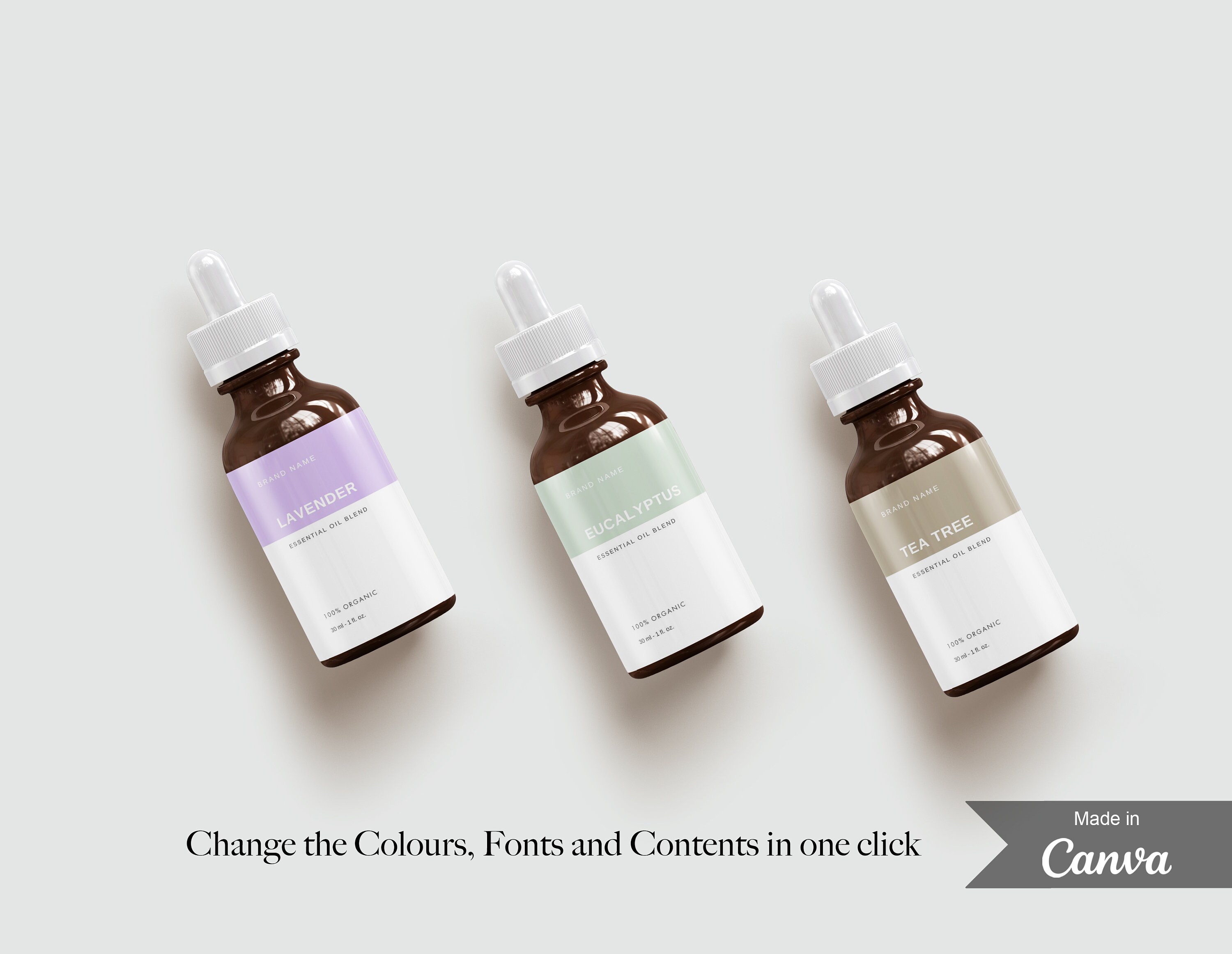 Dropper Bottle Label Template, Modern Editable Essential Oil Label ...