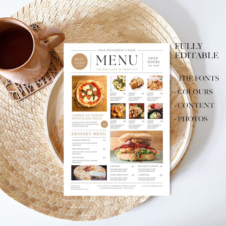 Modern Restaurant Menu Template Bundle Editable Menu Etsy