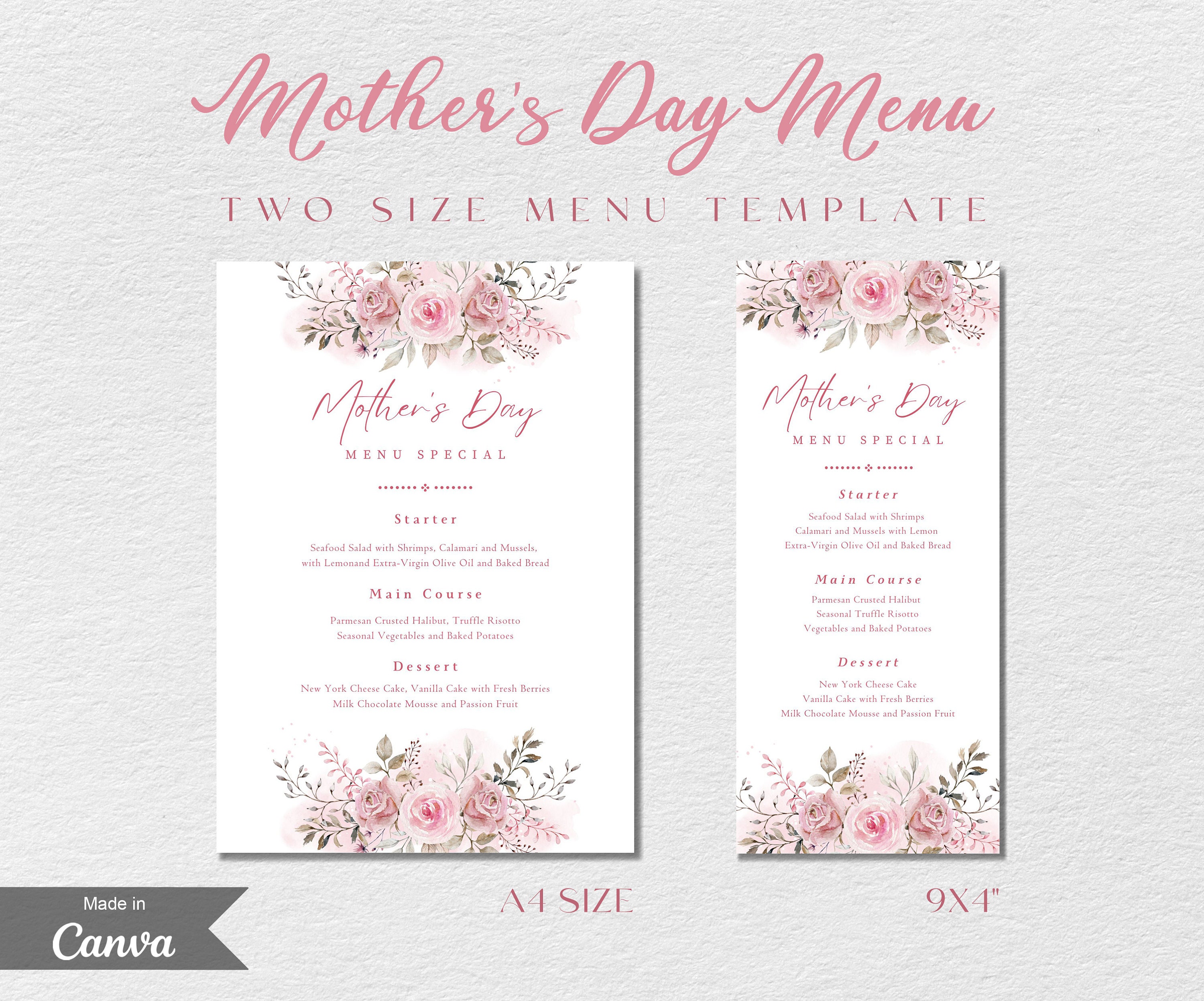 Mothers Day Menu Template, Editable Tea Party Menu Cards, Mother's Day Mothers Day Menu Template, Editable Tea Party Menu Cards, Mother's Day