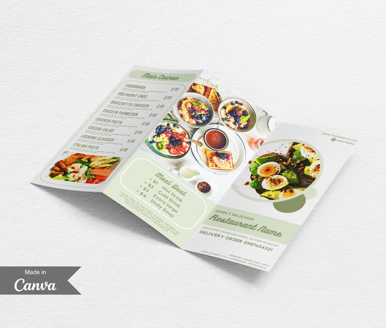 Trifold Restaurant Menu Template Trifold Modern Editable - Etsy