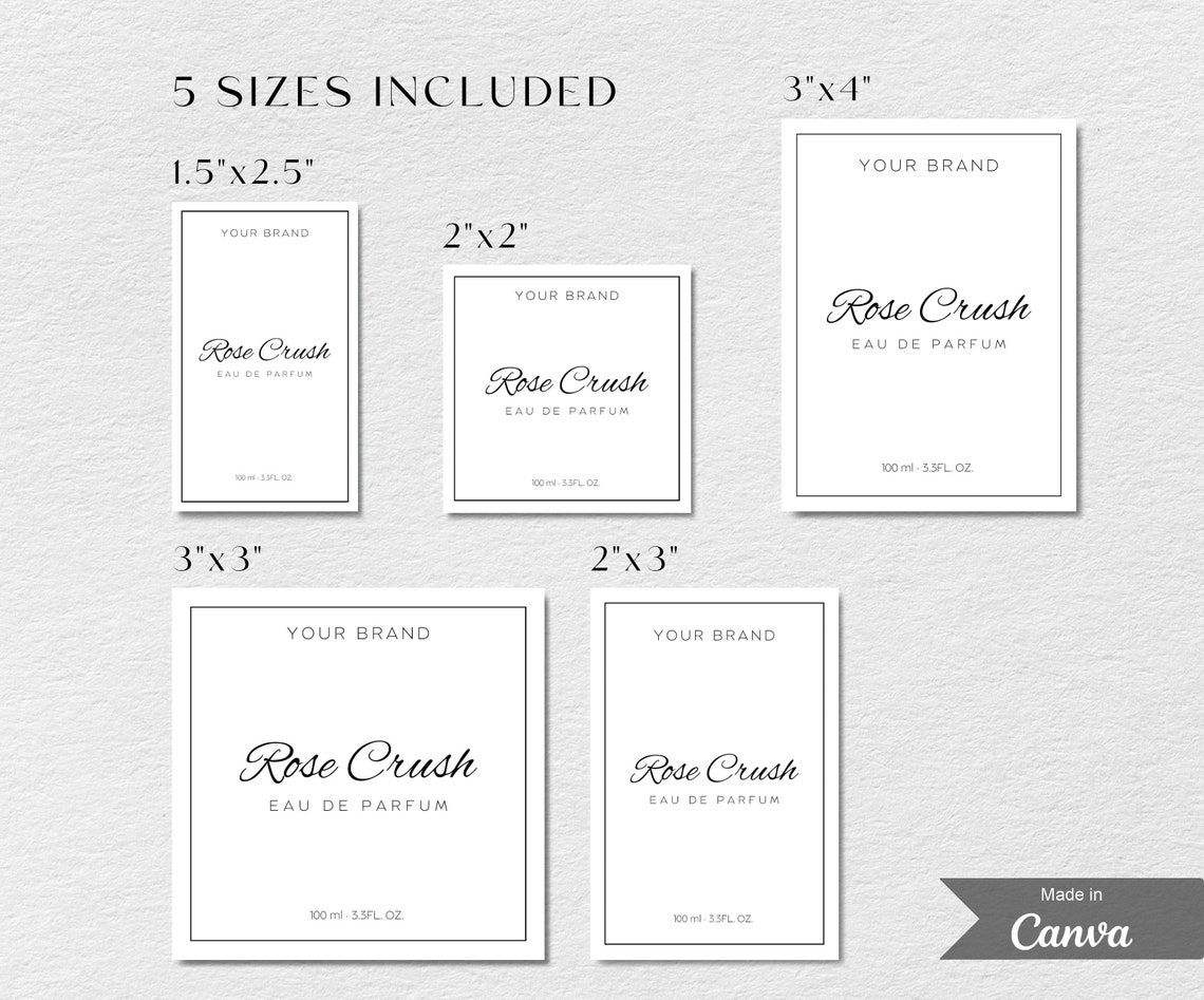 Perfume Bottle Label Template, Editable Perfume Label Template