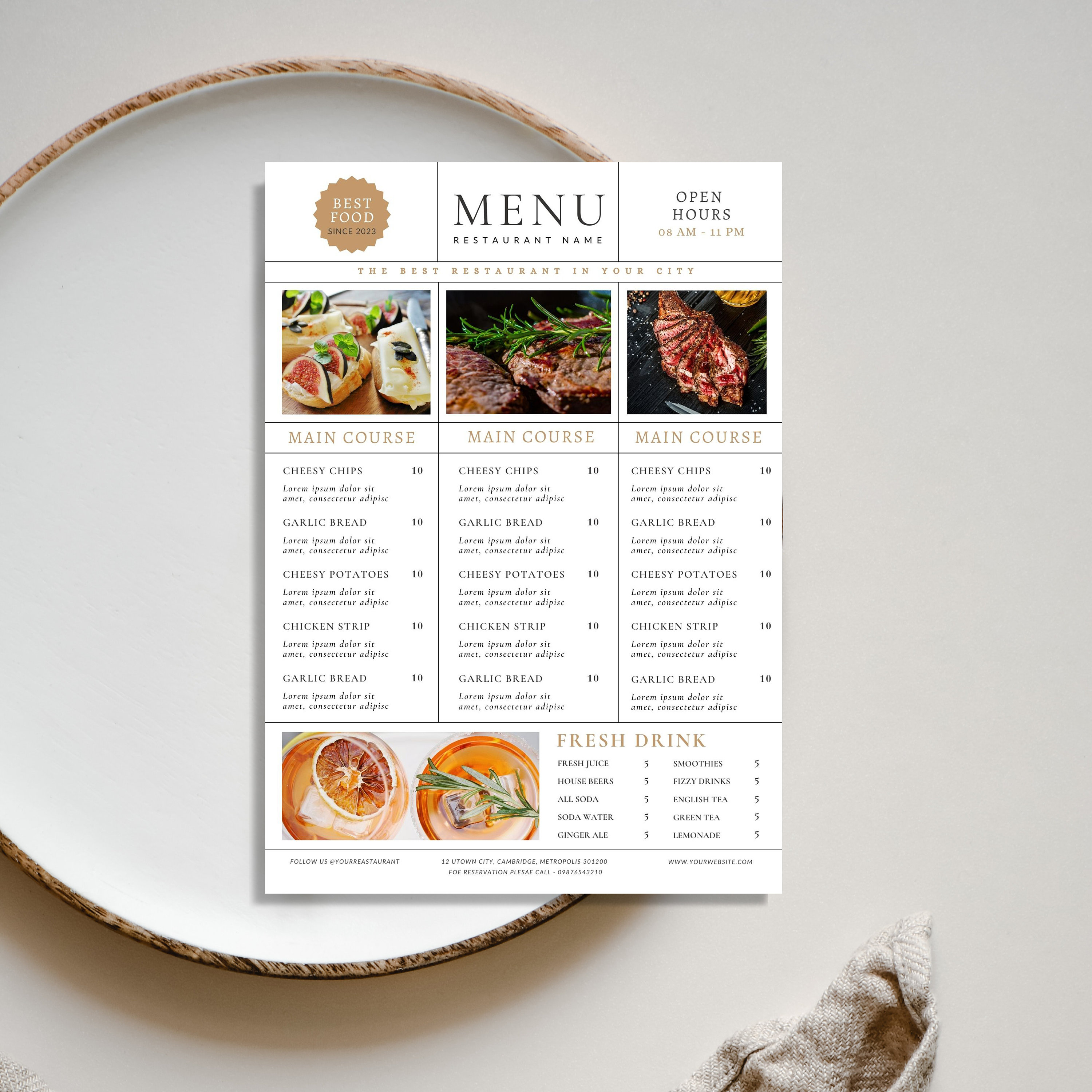 Modern Restaurant Menu Template Bundle, Editable Menu Template