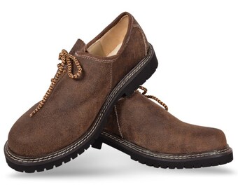 Lederhosen Shoes Brown German Lederhosen Shoes Authentic cow suede leather brown shoes Bavarian lederhosen shoes