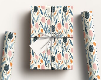 Rustic Tulips - Wrapping Paper - Unique Floral Gift Wrap - Easter - Spring Season