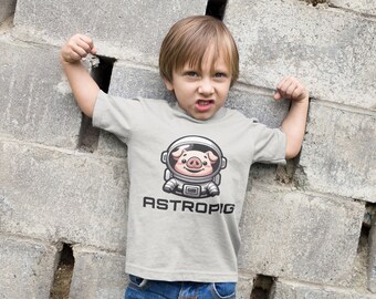 Astropig in Orbit Tee - Whimsical Space Pig Shirt