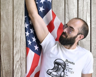 Fallen Soldier Boots Tee - Military Dog Tags Memorial Shirt