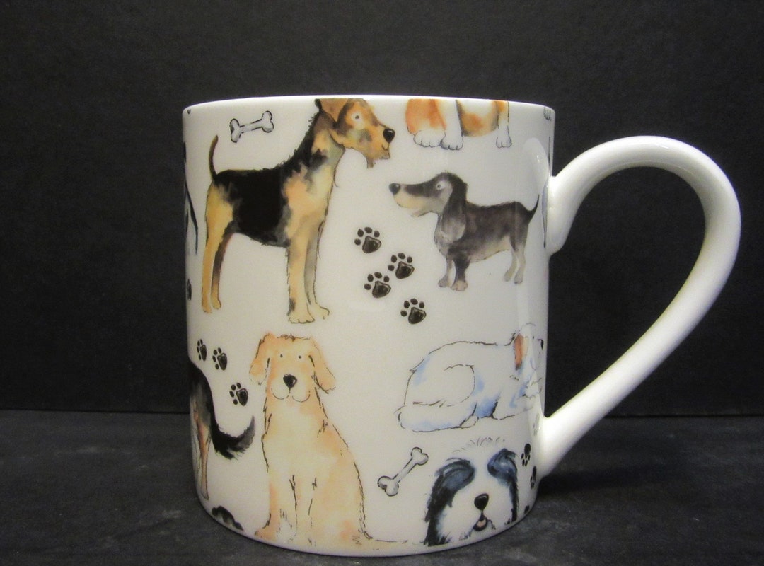 Dunoon Bone China Cherry Denman mok (honden in overvloed Dunoon Bone China Cherry Denman mok (honden in overvloed