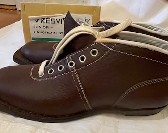 Size 42 (US Men's 8.5/9) Gresvig of Oslo 1960s ALL LEATHER Cross-Country Ski Boots - New Old Stock - New New New