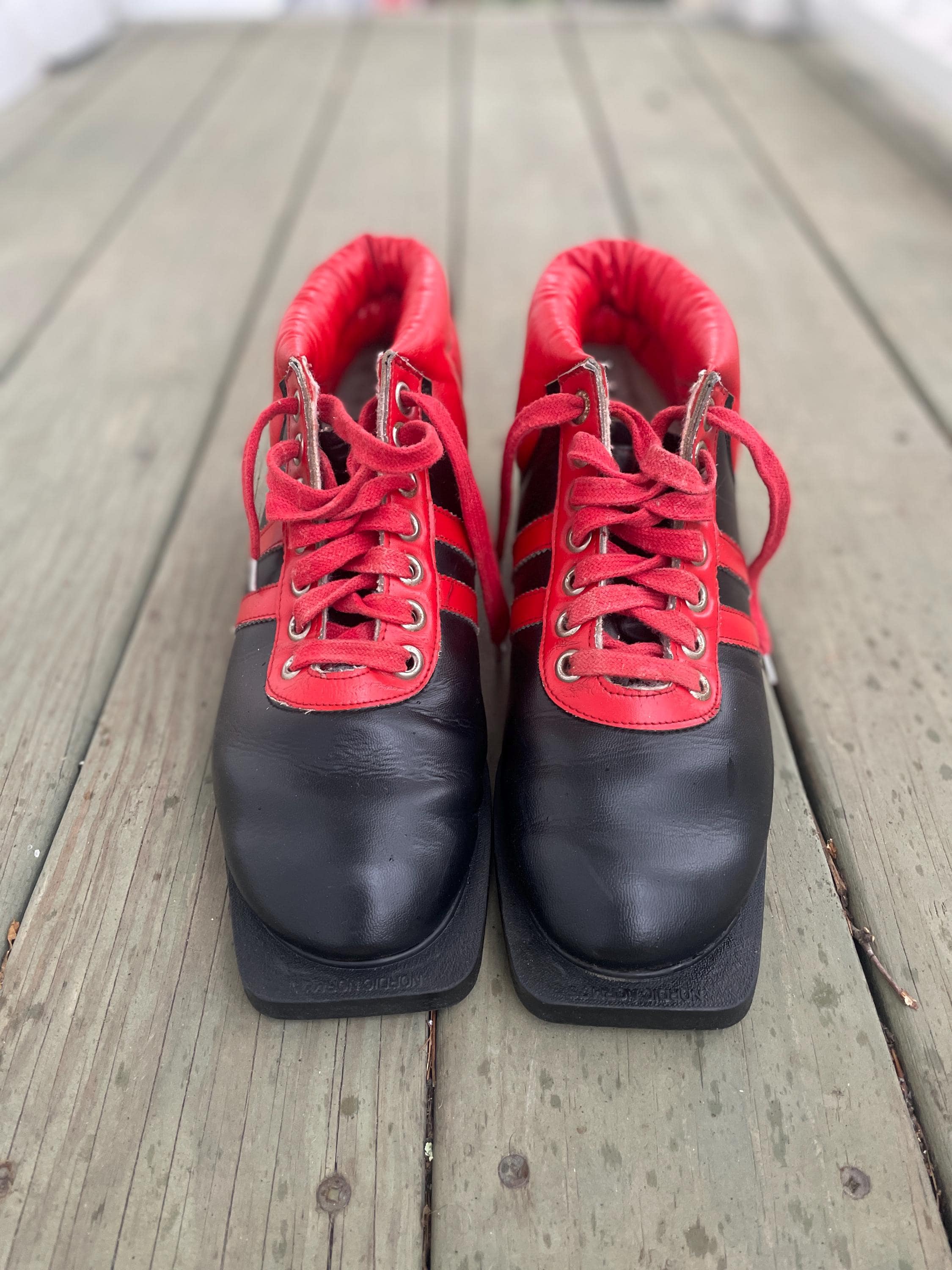 Vtg Fabiano Leather Ski Boots 6.5 Made in Italy Nordic 3-Pin Retro Cabin Decor Leather Cross Country Ski Boots Shoes by FABIANO Made in  main image 3