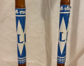 140cm Liljedahl Bamboo Cross-Country Ski Poles - Late 1960s - VM Staven - Cool Blue Highlights!!!