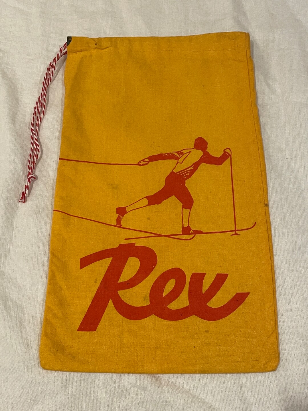 Vintage Rex Crosscountry Ski Wax Carry Bag 1970s Cotton With Handy