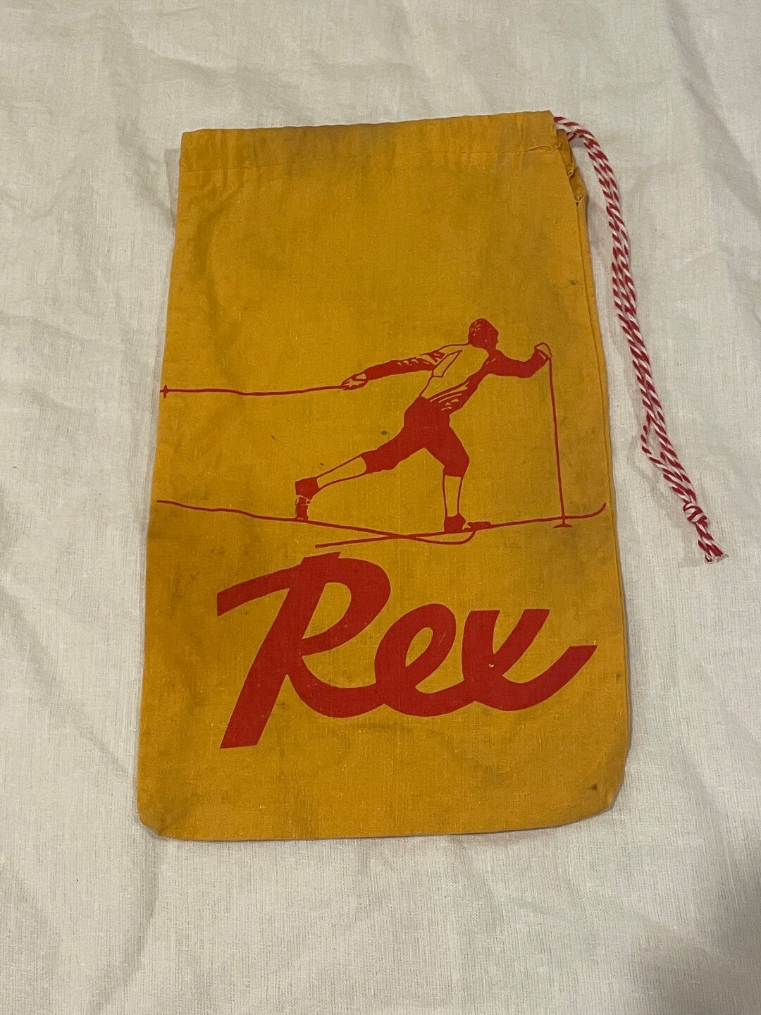 Vintage Rex Crosscountry Ski Wax Carry Bag 1970s Cotton With Handy