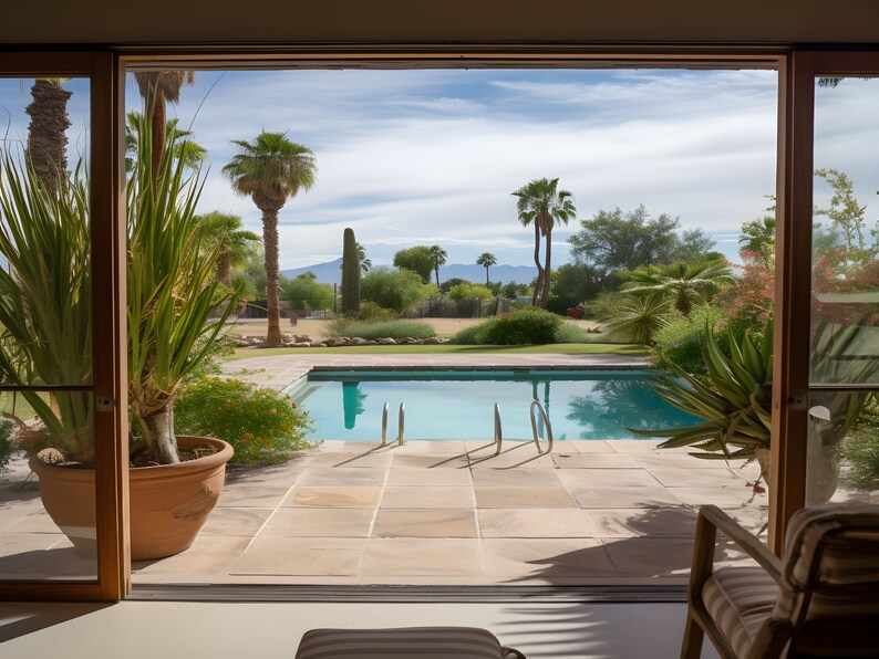 Backyard Pool Outdoor Zoom Virtual Backgrounds Backdrop Etsy