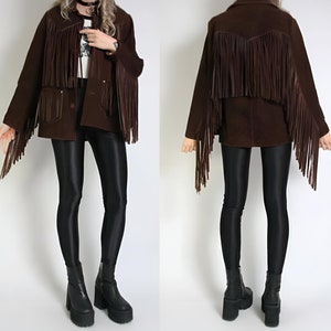 Handmade Fringe Suede Women&#39;s Jacket, Fringe Western Vintage Jacket Ladies Leather Jacket, Genuine Suede Leather, Western Jacket, Gifts