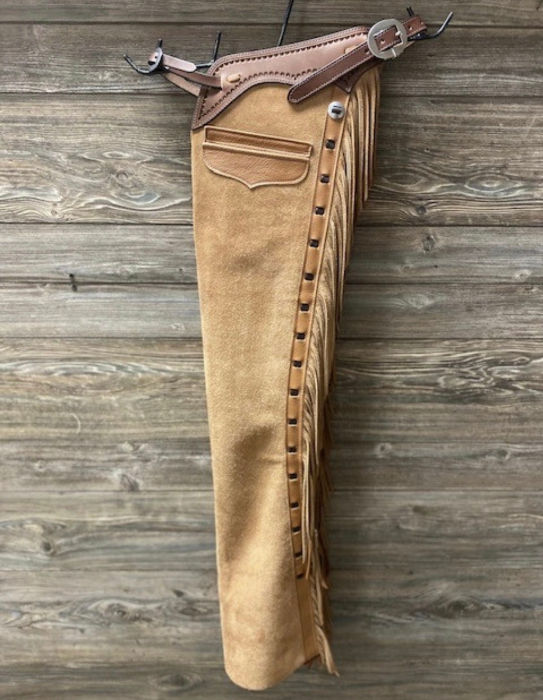 Handmade Cowboy Buck Skin Suede Leather Pant Rodeo Chap Mountain Men