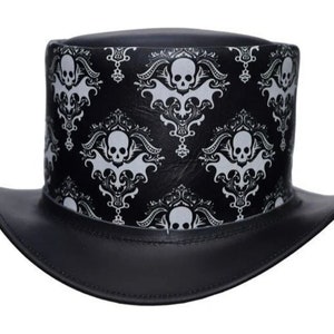 Leather Top Hat Black Top Hat Steampunk Hat Gothic Hat Victorian Hat Biker Hat Halloween Hat Marlow Top Hat Halloween Costumes Gifts