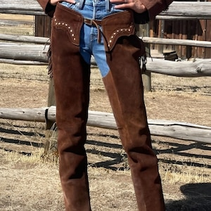 Handmade Cowgirl Chap Buckskin Suede Brown Leather Pant Rodeo Chap Western  Leather Chap Suede Mountain Men Gifts For Her , Gifts For Women
