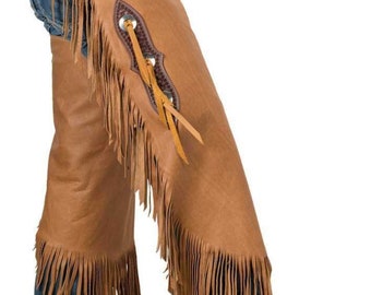 Handmade Leather Cowboy Fringes Style Pant Chap Western Cowboy Leather Chap Rodeo Chap Customizable Horse Riding Chap Gifts For Men