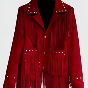 Women&#39;s Western Jacket Vintage Fringe Leather Jacket - Ladies Leather Jacket - Handmade Suede Leather Jacket Fringe Jacket , Gifts For Her