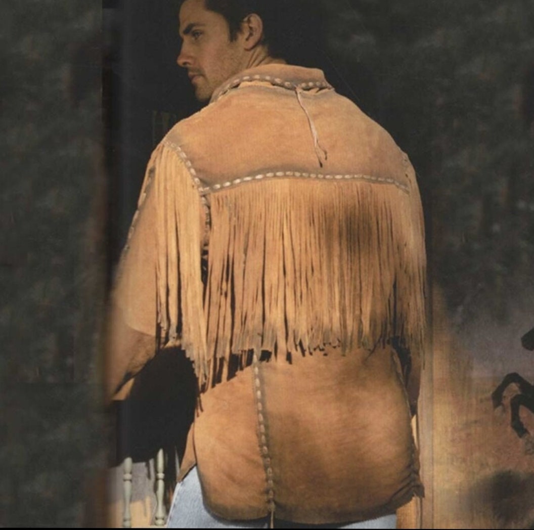 Mens Native American Western Brown Leather Jacket main image 1