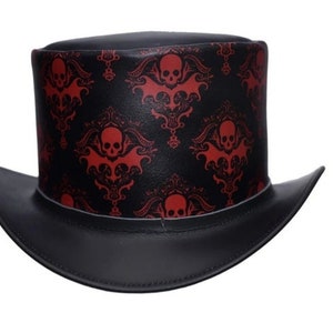 Leather Top Hat Black Top Hat Steampunk Hat Gothic Hat Victorian Hat Biker Hat Halloween Hat Marlow Top Hat Halloween Costumes Gifts