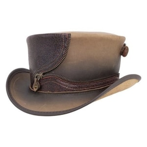 Leather Top Hat Brown Top Hat Steampunk Hat Gothic Hat Victorian Hat Biker Hat Halloween Hat Marlow Top Hat Halloween Costumes Gifts