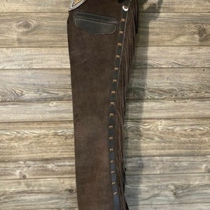 Handmade Leather Brown Suede leather Chap - Western Cowboy Chap - Native Horse Riding Chap Pant Rodeo Chap,  Gifts For Him , Gifts For Her