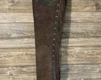 Handmade Leather Brown Suede leather Chap - Western Cowboy Chap - Native Horse Riding Chap Pant Rodeo Chap,  Gifts For Him , Gifts For Her