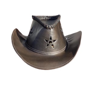 Hand Made Brown Leather Hat Cowboy Hat Western Cowboy Hat Stars Style Horse Riding Hat Gifts For Men , Gifts For Women