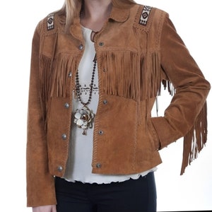 Fringe Suede Women&#39;s Jacket, Fringe Western Vintage Jacket Ladies Leather Jacket, Genuine Suede Leather, Western Jacket, Gifts For Women