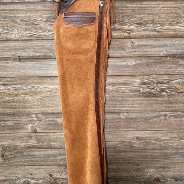 Leather Chap Tan Brown Suede Western Cowboy Chap Horse Riding Chap Native Rodeo Pant Mountain Men Chap Gifts For Men , Gifts For Cowboy
