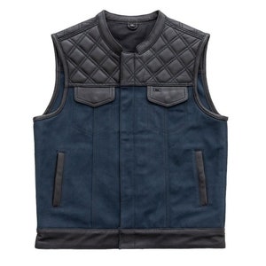 Men s Hunt Club Leather Denim Builder Diamond Quilted Motorcycle Biker Vest Etsy Canada