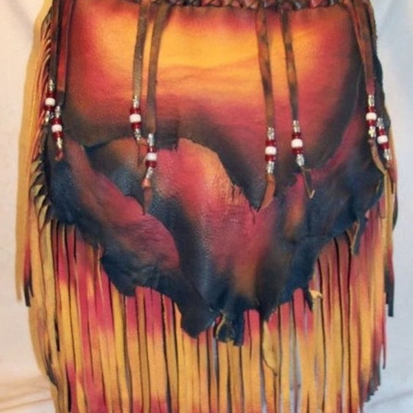 Leather Fringes Cross Body Bag Handmade Cowgirl Distress Brown Leather Ladies Bag , Boho Hippie Fringed Purses Gifts