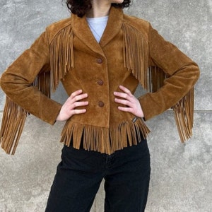 Fringe Suede Women&#39;s Jacket, Fringe Western Vintage Jacket Ladies Leather Jacket, Genuine Suede Leather, Western Jacket, Gifts For Her