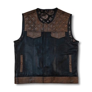 Men&#39;s Hunt Club Vest Builder Diamond Quilted Brown Wax Leather Denim Style Custom Motorcycle Biker Vest Stinger&#39;s Men Leather Vest Gifts