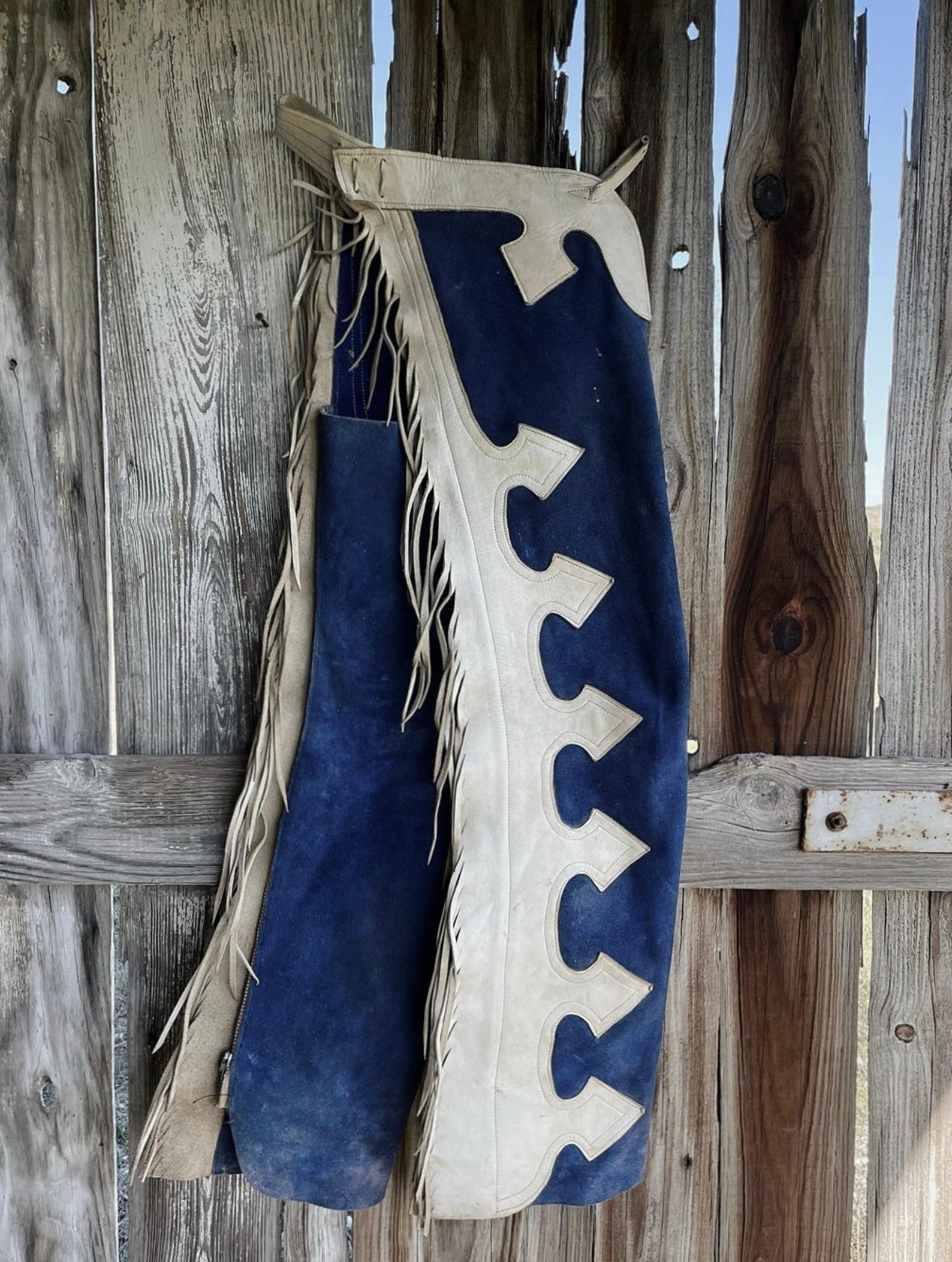 Handmade Cowgirl Chap Buck Skin Suede Blue Leather Pant Rodeo - Etsy