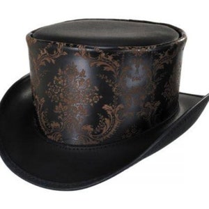 Black Leather Top Hat Handcrafted Top Hat Royal Style Victorian Hat / Steampunk Top Hat Gothic Hat Gifts For Him , Gifts For Men
