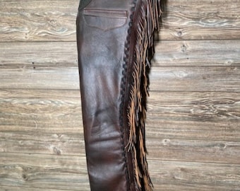 Pantalon homme western marron cuir daim chape rodéo