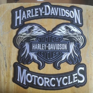 Harley Davidson Set of Three 3 Double Eagle Patch - Embroidered Motorcycle / Patch Iron on 35cm