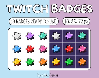 18 Star Bit Badges: Twitch Sub Badges (PNG Digital Download)