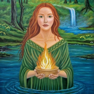 Brigid art print, Celtic goddess of fire and healing waters, high quality Giclee art print from original artwork, spiritual art