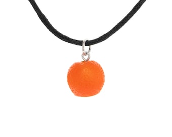 Orange Fruit Necklace. Charm Jewelry for Girl, Mom, Ladies. Women's Pendant. Top Gifts for Vegetarian. Presents for Vegan Friends. Tropical