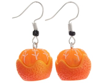 Vegan Girlfriend Gifts Funny. Orange Fruit Earrings. Hawaii Gift Ideas for Her Birthday. Jamaica Summer Cute Jewelry, Unique Cool Earrings