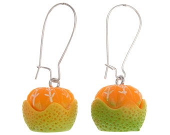 Cool Vegan Presents. Orange Fruit Earrings. Vegan Friendly Gift Ideas. Best Gifts for Her, Wife, Mom. Citrus Jewelry Present. Dangle Drop